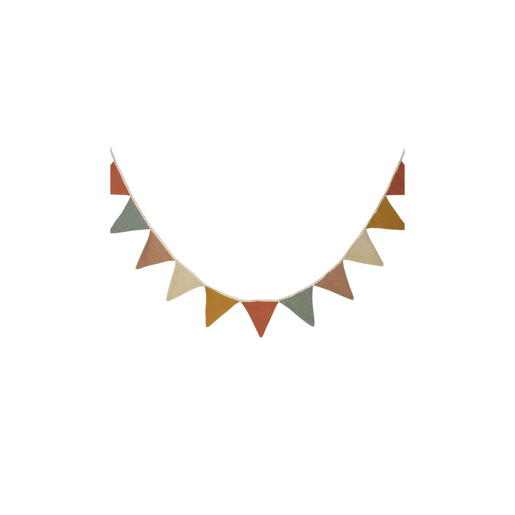 Skandynawska Kolorowa Girlanda - 300 cm - 11 Flag z Lnu i Bawełny na Sznurku - Maileg