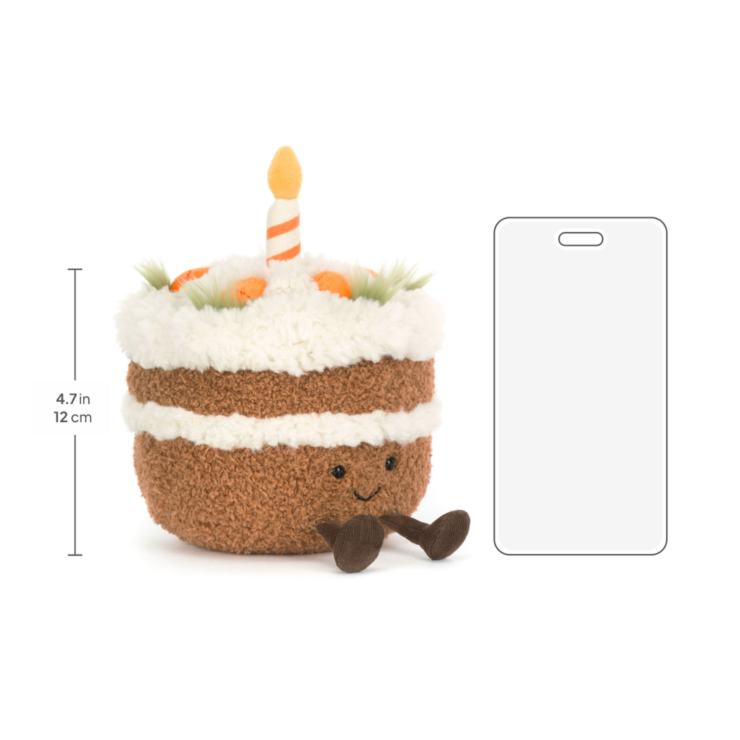 Zabawne Ciasto Marchewkowe 15 cm - Pluszowy Tort ze Świeczką - Maskotka Przytulanka - JellyCat