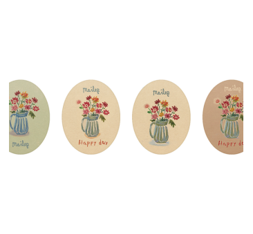 Owalna Naklejka - Kwiaty w...