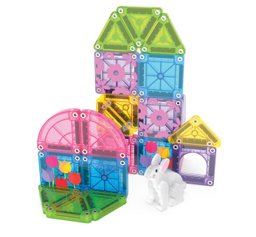 Spring Garden - Podróżne Klocki Magnetyczne 26 elementów w Metalowym Pudełku - Travel Set - Magna-Tiles