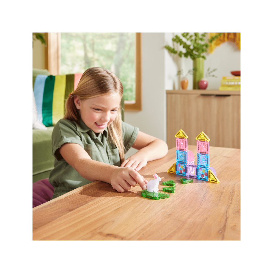 Spring Garden - Podróżne Klocki Magnetyczne 26 elementów w Metalowym Pudełku - Travel Set - Magna-Tiles