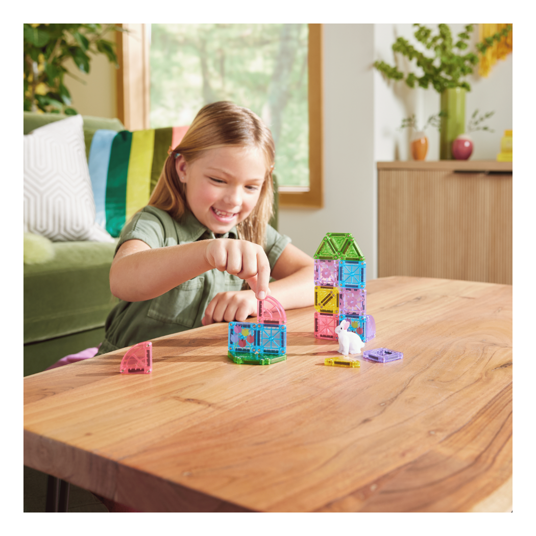 Spring Garden - Podróżne Klocki Magnetyczne 26 elementów w Metalowym Pudełku - Travel Set - Magna-Tiles