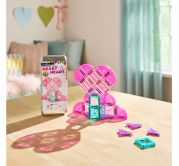 Heart to Heart - Podróżne Klocki Magnetyczne 26 elementów w Metalowym Pudełku - Travel Set - Magna-Tiles