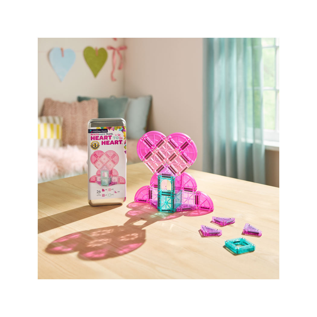 Heart to Heart - Podróżne Klocki Magnetyczne 26 elementów w Metalowym Pudełku - Travel Set - Magna-Tiles