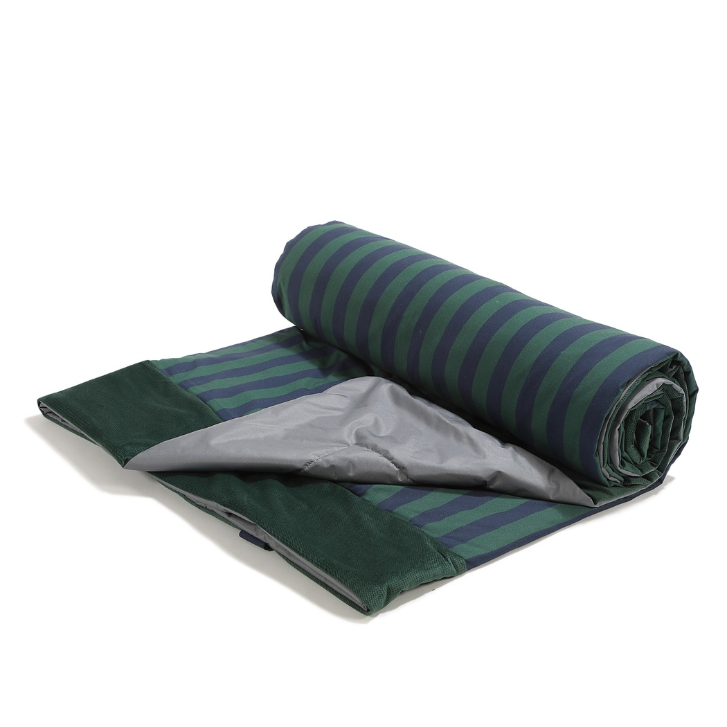 Stripes Green XXL - 180x190 cm - Koc Piknikowy z Kieszonką -  Mata Do Zabawy -  La Millou
