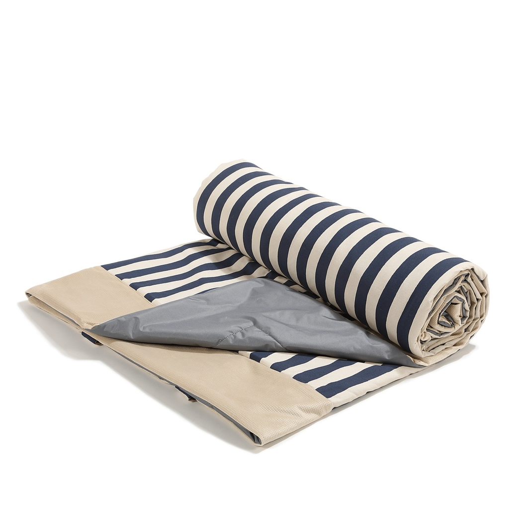 Stripes Navy - XXL - 180x190 cm - Koc Piknikowy z Kieszonką -  Mata Do Zabawy -  La Millou