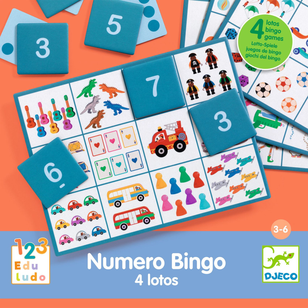 Gra edukacyjna BINGO - Zestaw Edukacyjnych Gier 4 w 1 - Djeco