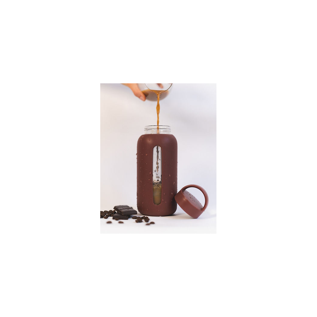 Chocolate Plum - Silikonowa Słomka i Nakładka na Szklaną Butelkę 720 ml - Muuki