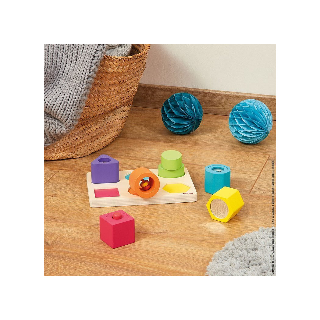 Kształty i Dźwięki - Układanka Drewniana Sensoryczna - Janod