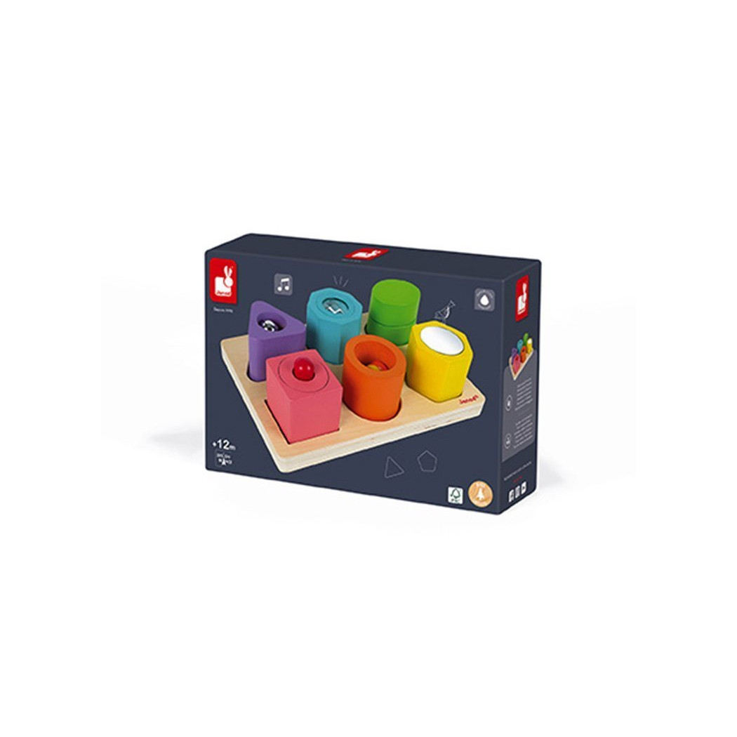 Kształty i Dźwięki - Układanka Drewniana Sensoryczna - Janod