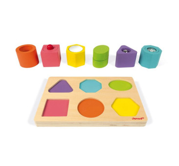 Kształty i Dźwięki - Układanka Drewniana Sensoryczna - Janod