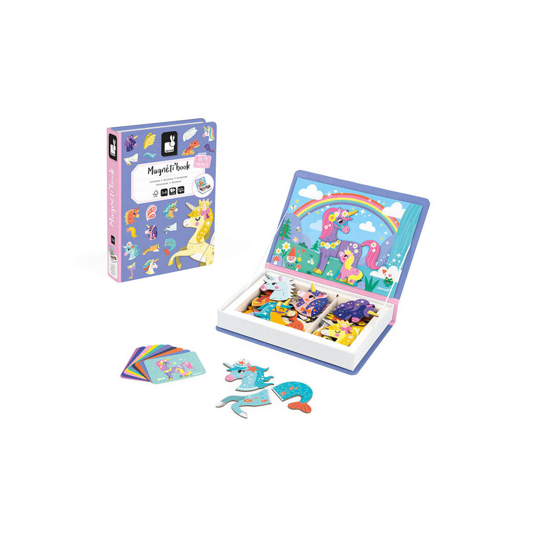 Jednorożce - Magnetyczna Układanka - 54 Magnesy - Magnetibook - Janod