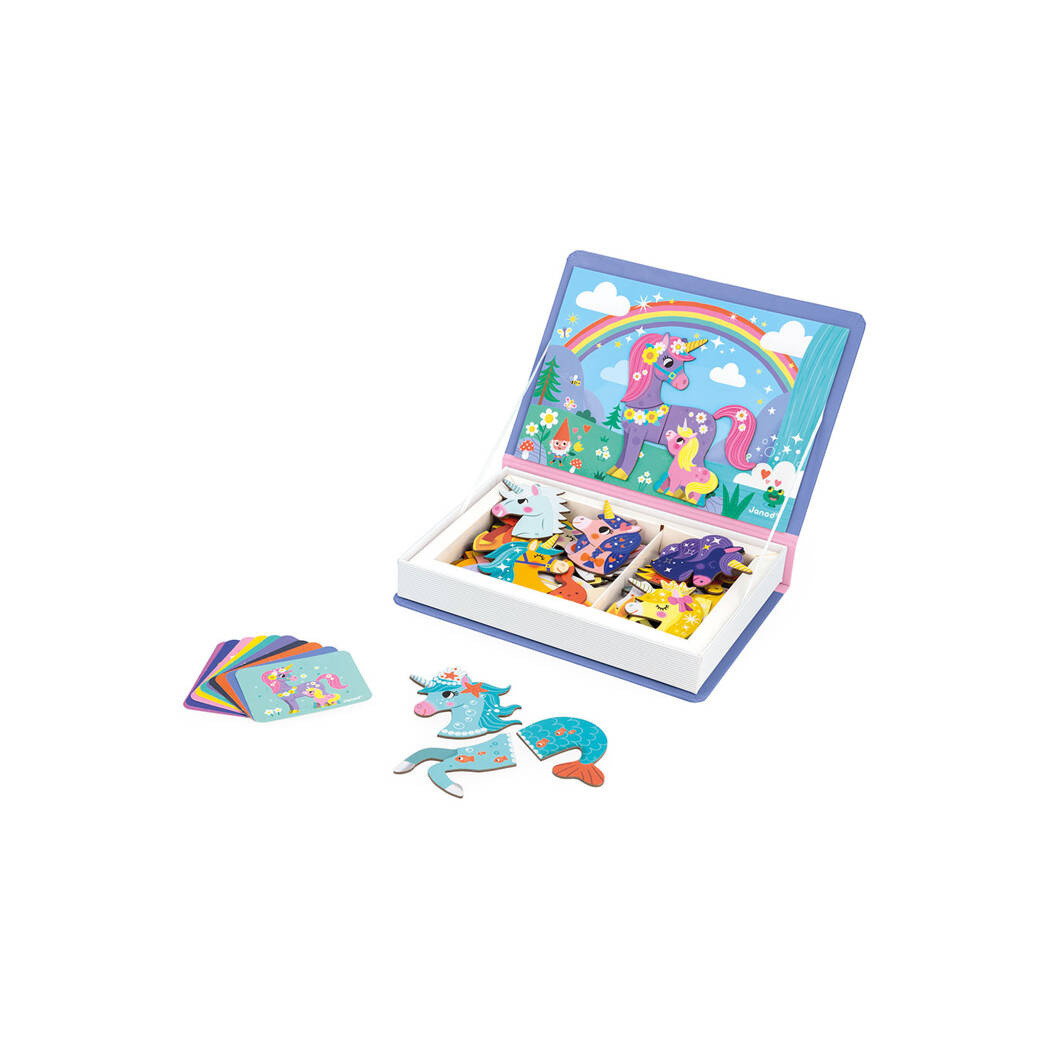 Jednorożce - Magnetyczna Układanka - 54 Magnesy - Magnetibook - Janod