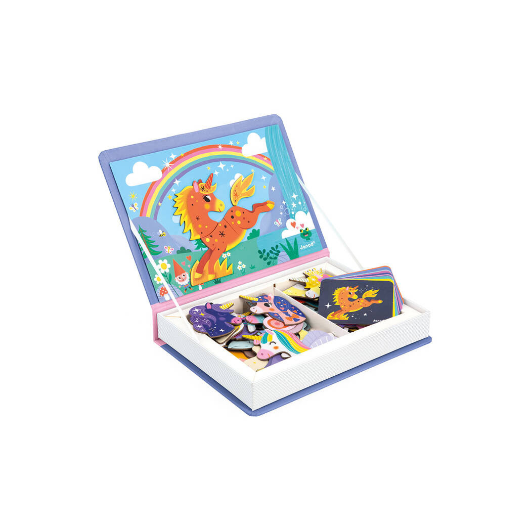 Jednorożce - Magnetyczna Układanka - 54 Magnesy - Magnetibook - Janod