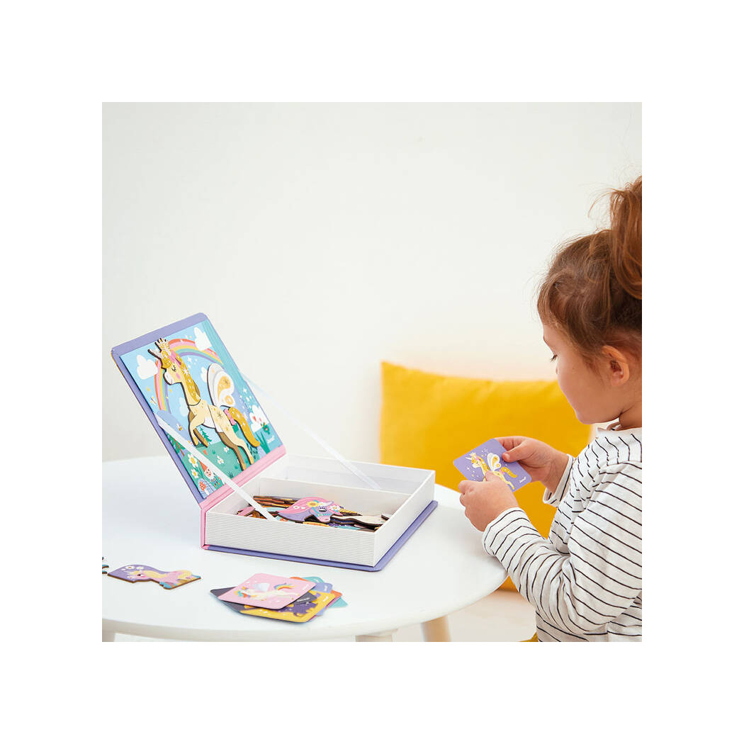 Jednorożce - Magnetyczna Układanka - 54 Magnesy - Magnetibook - Janod