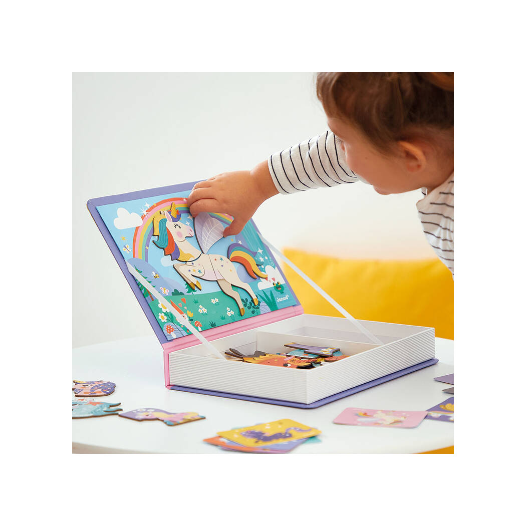 Jednorożce - Magnetyczna Układanka - 54 Magnesy - Magnetibook - Janod