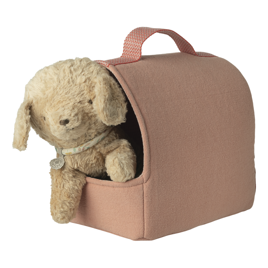 Koralowy Transporter dla Pieska lub Kotka z Dowodem dla Zwierzątka - Pet Carrier - Maileg