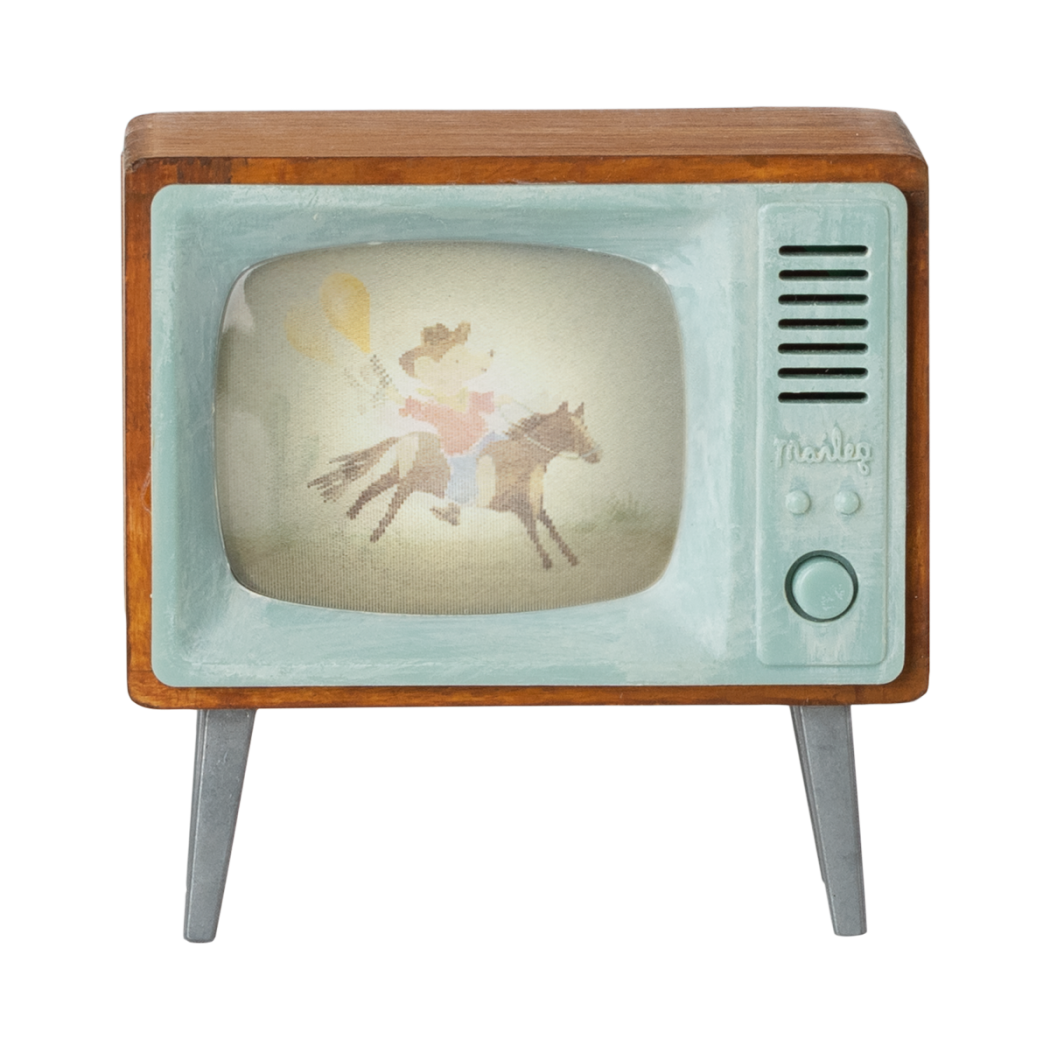 Telewizor dla Myszek - Kineskopowy TV na Nóżkach w Drewnianej Obudowie do Domku - Maileg