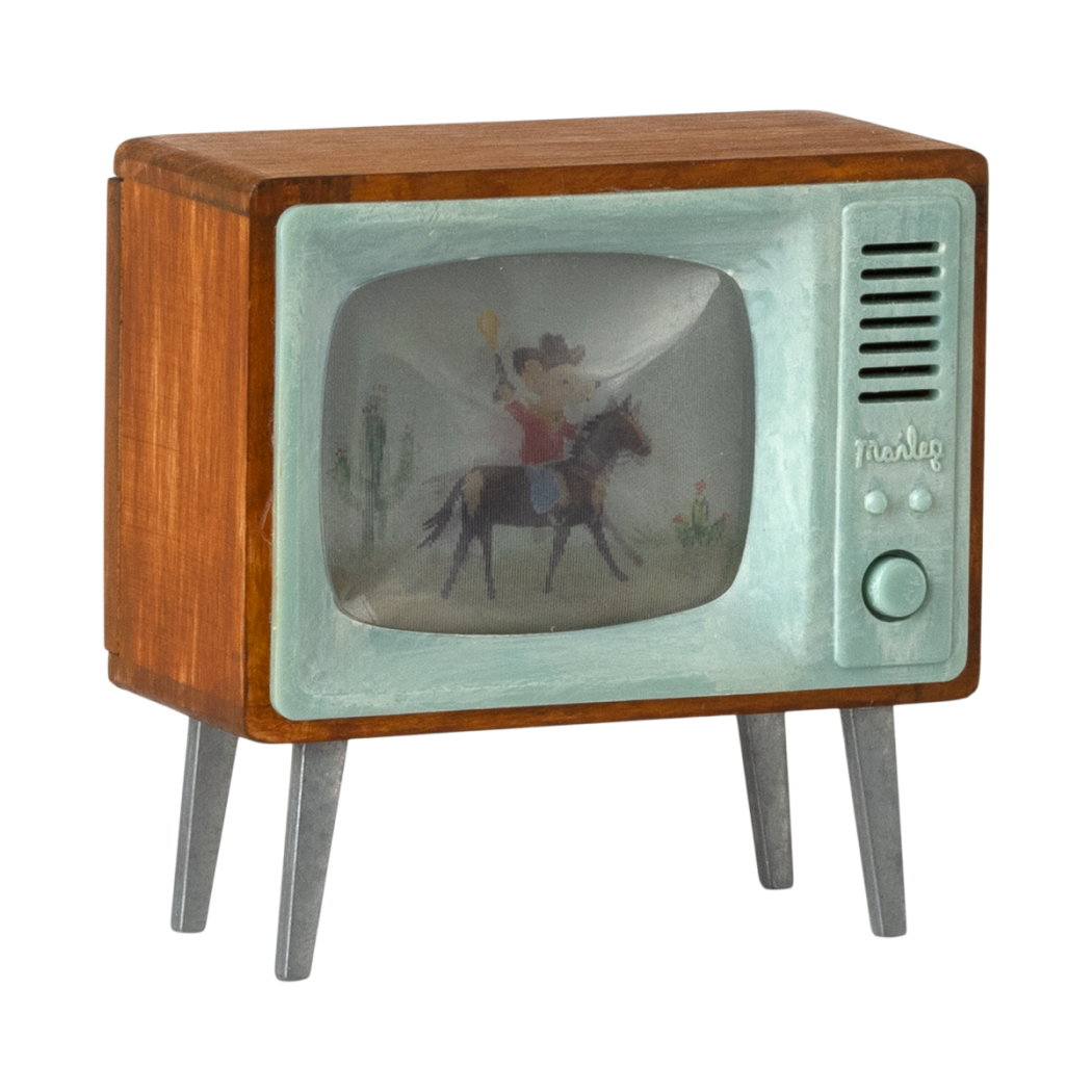 Telewizor dla Myszek - Kineskopowy TV na Nóżkach w Drewnianej Obudowie do Domku - Maileg