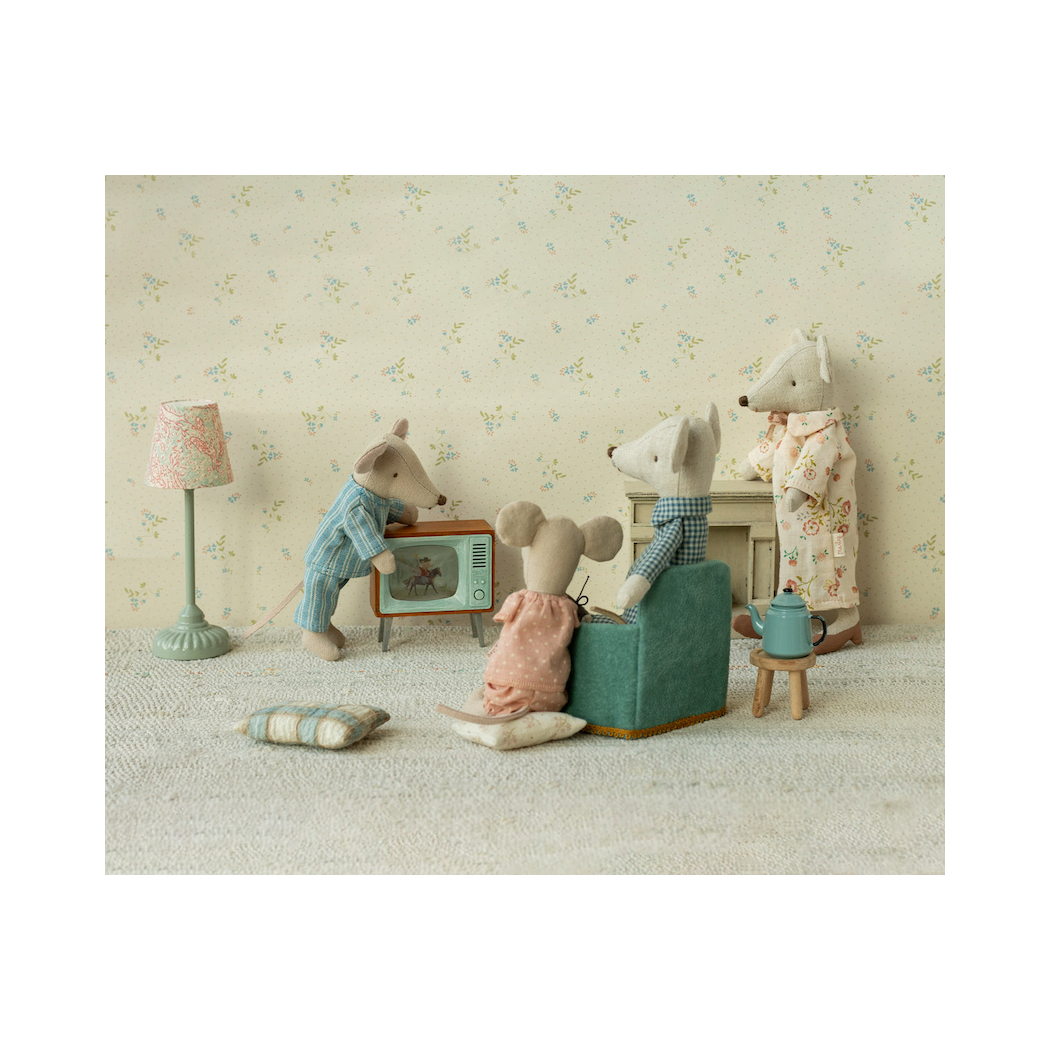 Telewizor dla Myszek - Kineskopowy TV na Nóżkach w Drewnianej Obudowie do Domku - Maileg