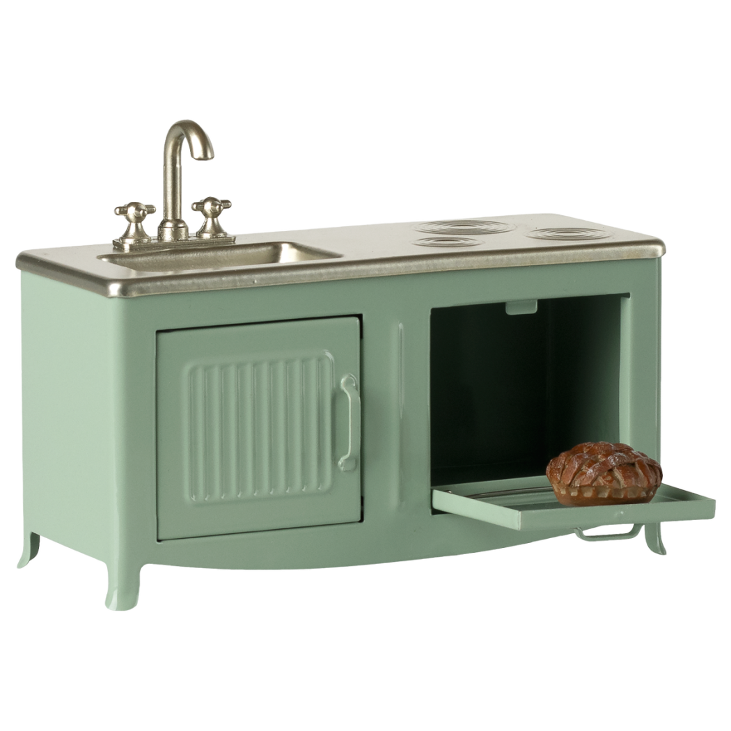 Miętowa Kuchnia dla Myszek - Metalowa Kuchnia ze Zlewem i Piekarnikiem do Myszkowego Domku - Maileg