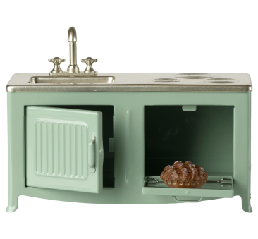 Miętowa Kuchnia dla Myszek - Metalowa Kuchnia ze Zlewem i Piekarnikiem do Myszkowego Domku - Maileg