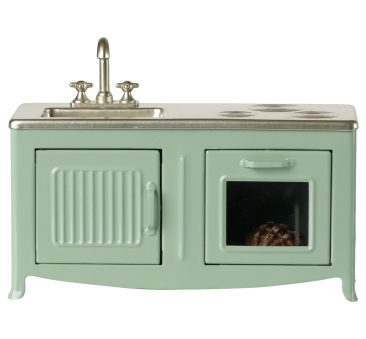 Miętowa Kuchnia dla Myszek - Metalowa Kuchnia ze Zlewem i Piekarnikiem do Myszkowego Domku - Maileg