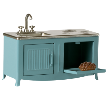 Niebieska Kuchnia dla Myszek - Metalowa Kuchnia ze Zlewem i Piekarnikiem do Myszkowego Domku - Maileg