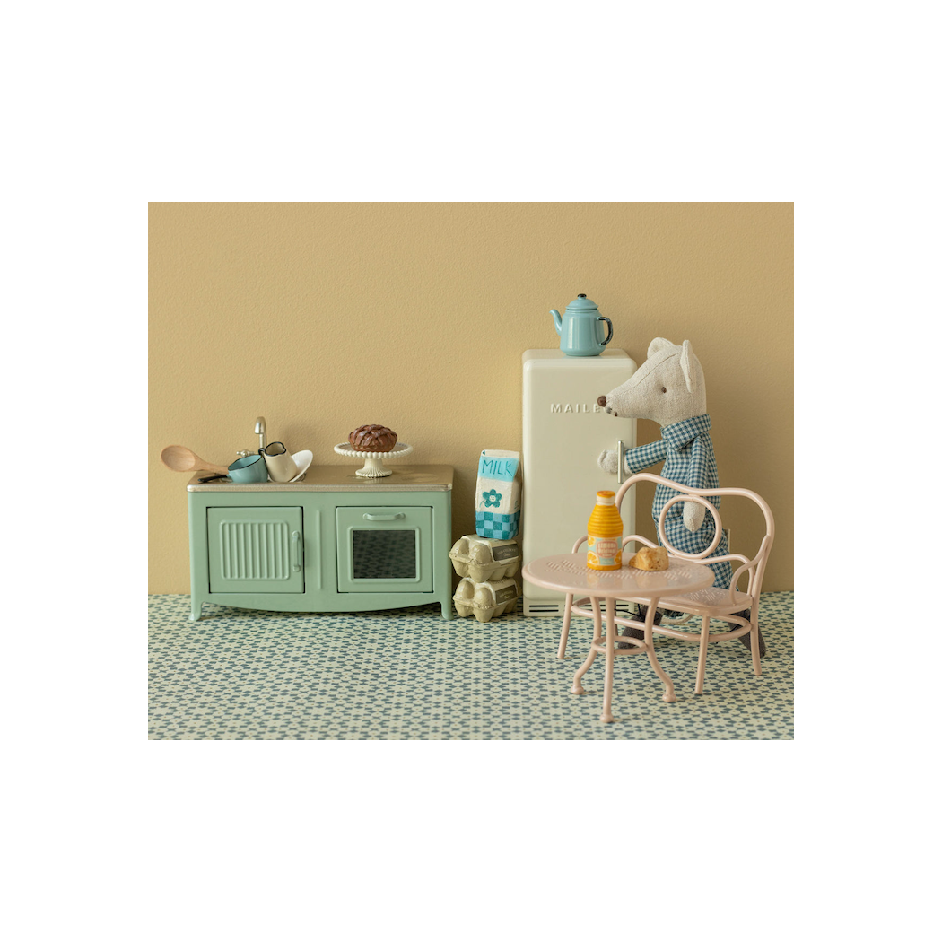 Niebieska Kuchnia dla Myszek - Metalowa Kuchnia ze Zlewem i Piekarnikiem do Myszkowego Domku - Maileg