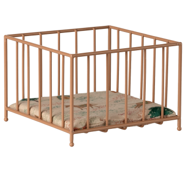 Łóżeczko Niemowlęce Pudrowy Róż - Kojec z Materacykiem dla Myszek - rozmiar Micro (Większy) - do Domku - Maileg