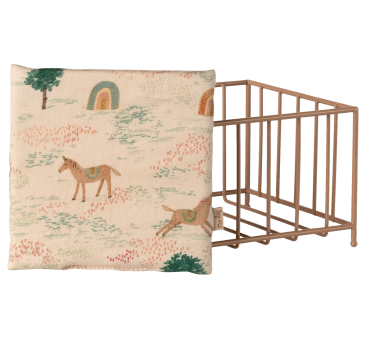 Łóżeczko Niemowlęce Pudrowy Róż - Kojec z Materacykiem dla Myszek - rozmiar Micro (Większy) - do Domku - Maileg