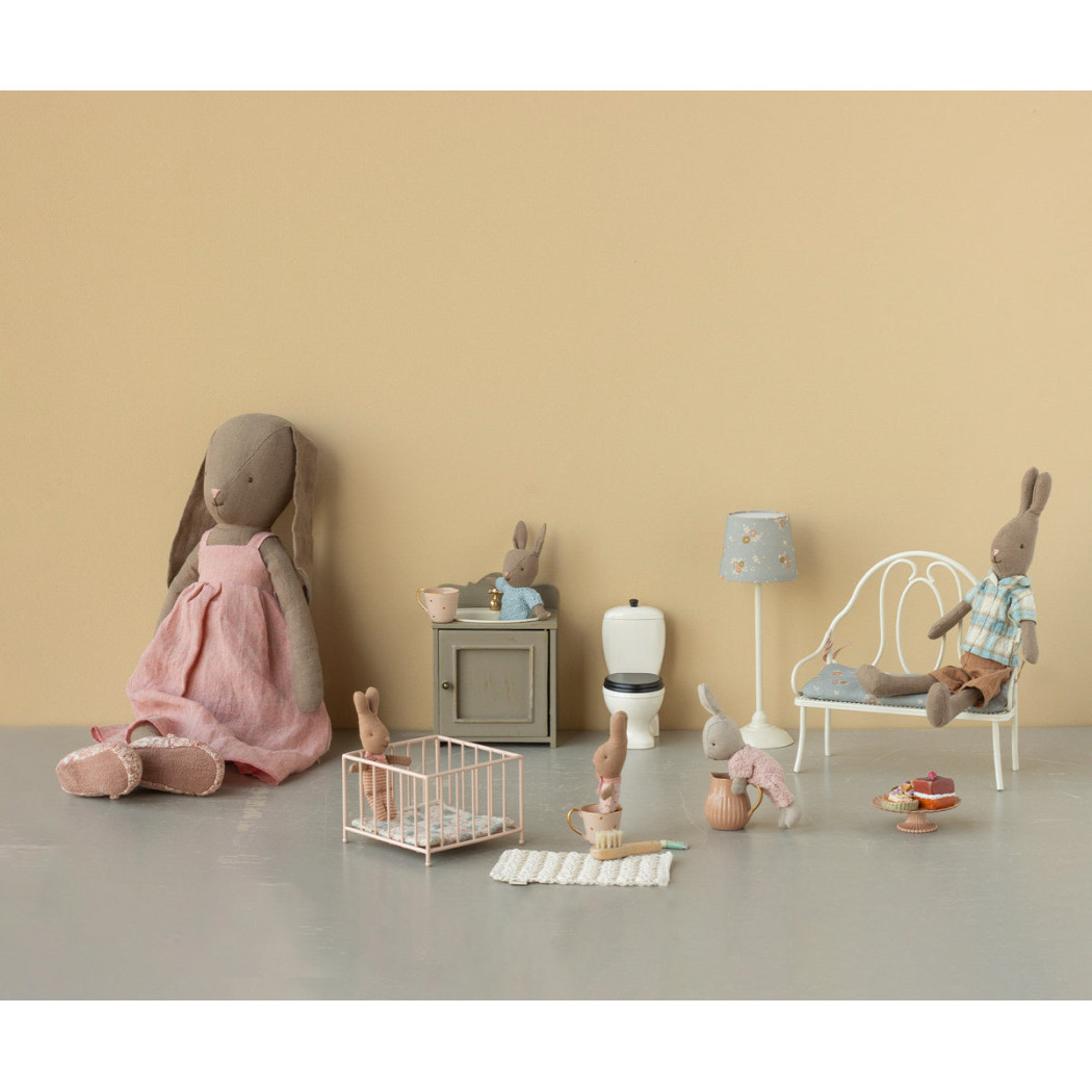 Różowe Łóżeczko Niemowlęce - Kojec z Materacykiem dla Myszek - rozmiar My (Mniejszy) - do Domku - Maileg