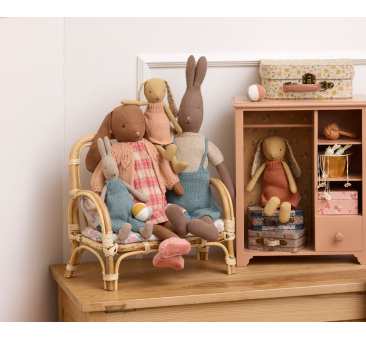 Króliczka w Różowej Dzianinowej Sukience 22 cm - Bunny size 1 - Królik Maskotka Przytulanka - Maileg