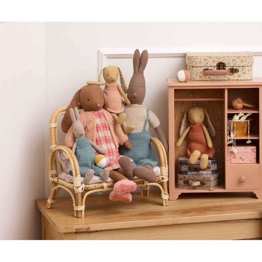 Króliczka w Różowej Dzianinowej Sukience 22 cm - Bunny size 1 - Królik Maskotka Przytulanka - Maileg