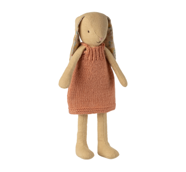 Króliczka w Ceglastej Dzianinowej Sukience 26 cm - Bunny size 2 - Królik Maskotka Przytulanka - Maileg