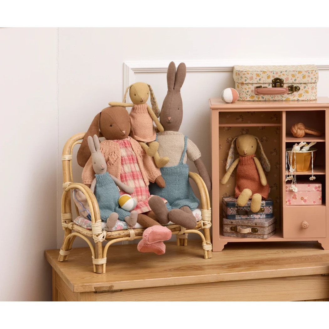 Króliczka w Ceglastej Dzianinowej Sukience 26 cm - Bunny size 2 - Królik Maskotka Przytulanka - Maileg