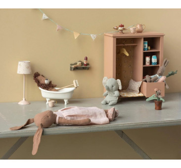 Czekoladowa Króliczka w Sukience i Baletkach 42 cm - Lniana - Bunny size 3 - Królik Maskotka Przytulanka - Maileg