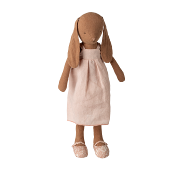 Czekoladowa Króliczka w Sukience i Baletkach 42 cm - Lniana - Bunny size 3 - Królik Maskotka Przytulanka - Maileg