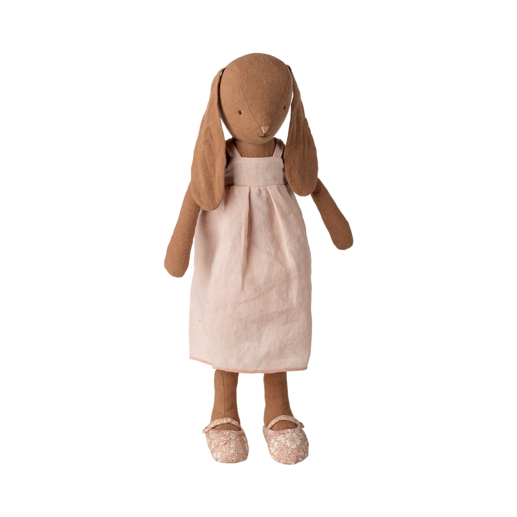 Czekoladowa Króliczka w Sukience i Baletkach 42 cm - Lniana - Bunny size 3 - Królik Maskotka Przytulanka - Maileg