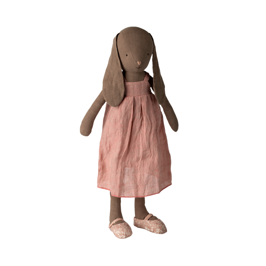 Duża Brązowa Króliczka w Sukience i Baletkach 52 cm - Lniana - Bunny size 4 - Królik Maskotka Przytulanka - Maileg
