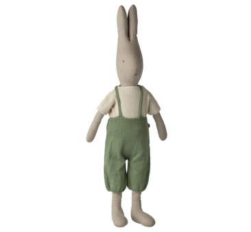 Duży Króliczek w Zielonych Ogrodniczkach i Sweterku 70 cm - Rabbit size 5 - Królik Maskotka Przytulanka - Maileg