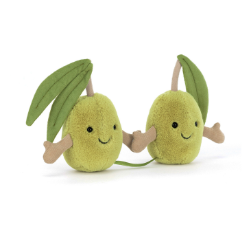 PROMOCJA Breloczek Dwie Oliwki - Para Wesołych Oliwek z Listkami - 14 cm - Pluszowa Ozdoba Maskotka Zawieszka - JellyCat