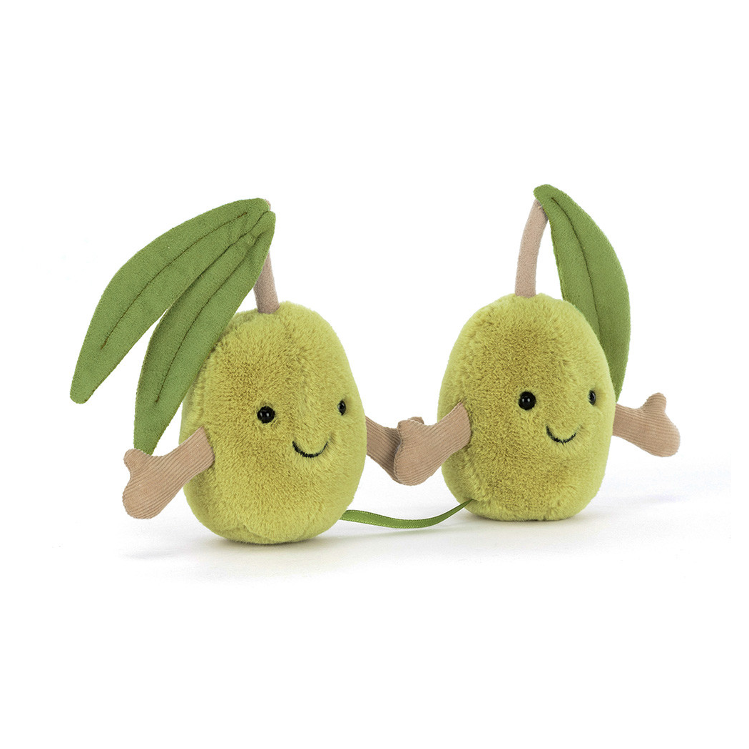 PROMOCJA Breloczek Dwie Oliwki - Para Wesołych Oliwek z Listkami - 14 cm - Pluszowa Ozdoba Maskotka Zawieszka - JellyCat