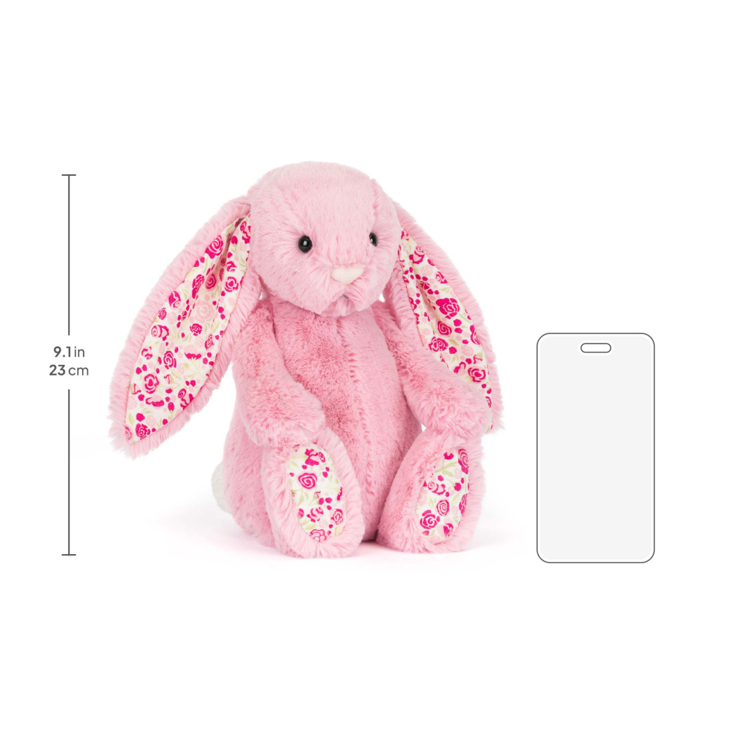 Blushkin - Różowy Króliczek Luxe - Różany Królik 31 cm z Kwiecistymi Uszami - Maskotka Przytulanka - JellyCat