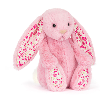 Blushkin - Różowy Króliczek Luxe - Różany Królik 31 cm z Kwiecistymi Uszami - Maskotka Przytulanka - JellyCat