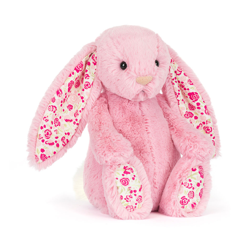 Blushkin - Różowy Króliczek Luxe - Różany Królik 31 cm z Kwiecistymi Uszami - Maskotka Przytulanka - JellyCat