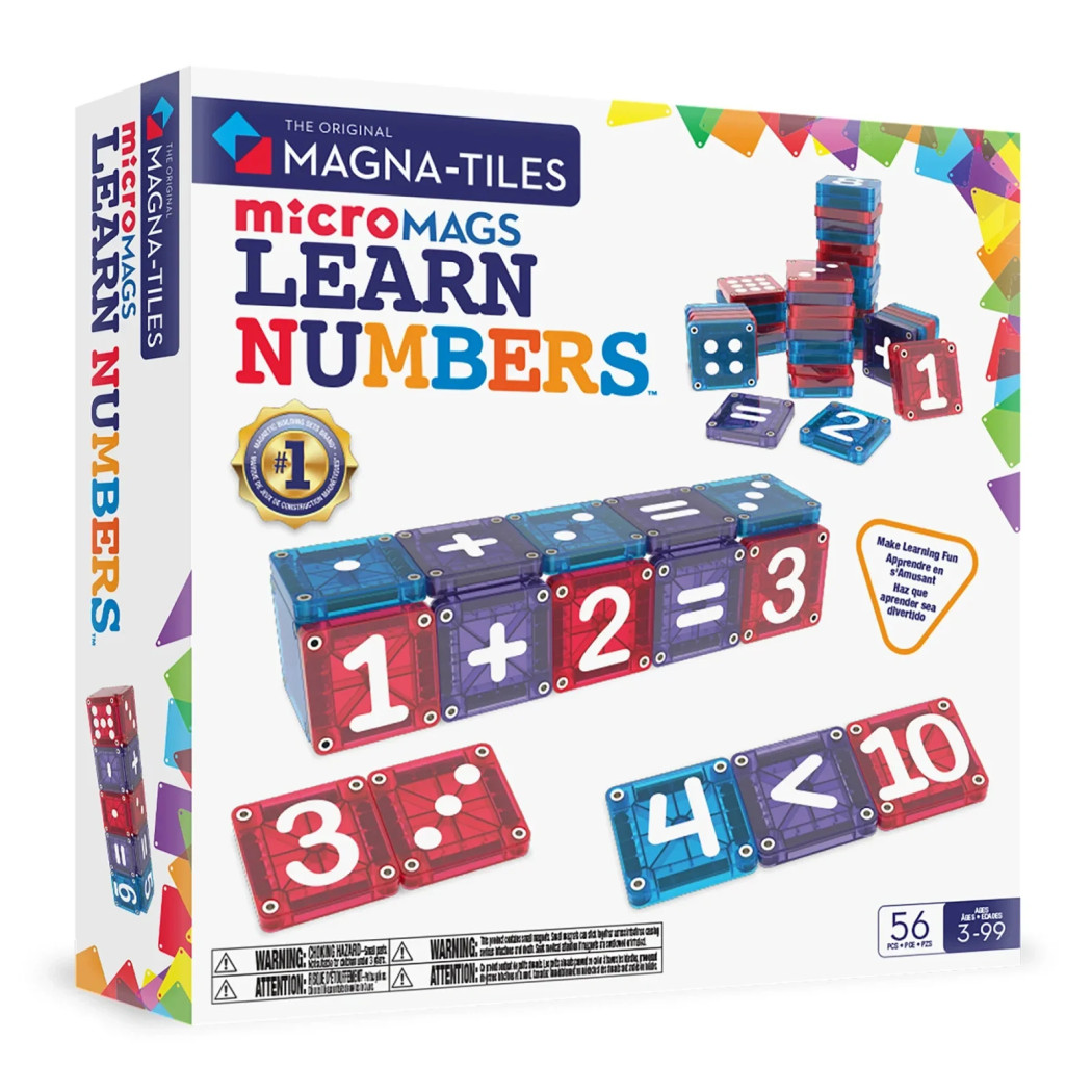 Klocki do Nauki Liczenia i Cyfr - Klocki Magnetyczne Micromags Learn Numbers - 56 elementów - Magna-Tiles