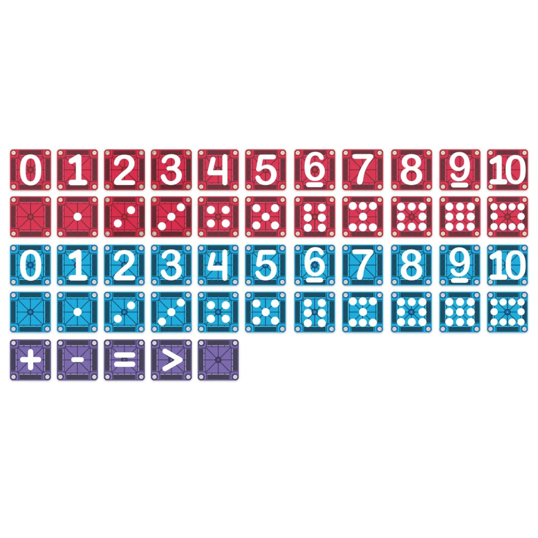 Klocki do Nauki Liczenia i Cyfr - Klocki Magnetyczne Micromags Learn Numbers - 56 elementów - Magna-Tiles