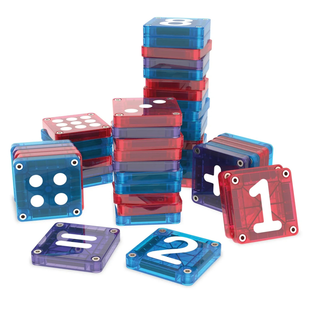 Klocki do Nauki Liczenia i Cyfr - Klocki Magnetyczne Micromags Learn Numbers - 56 elementów - Magna-Tiles