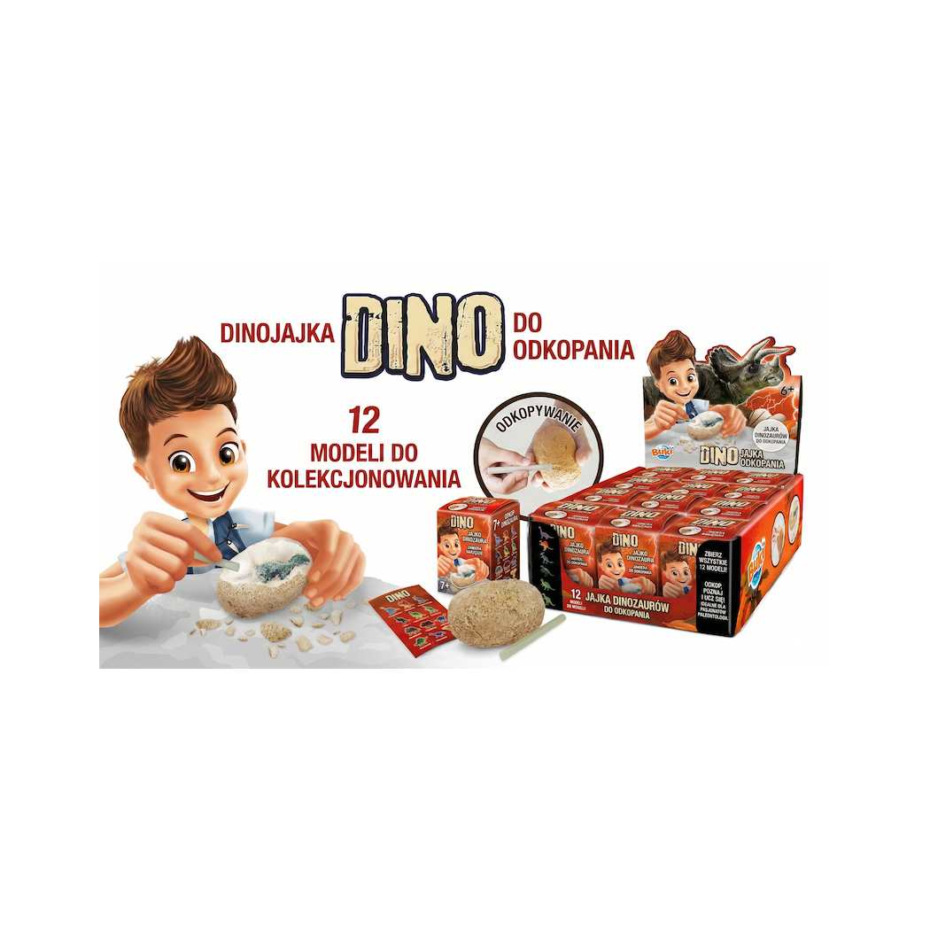 PROMOCJA Gipsowe Jajo Dinozaura - Jajko Niespodzianka z Dinozaurem do Odkrycia - Blind Box - BUKI
